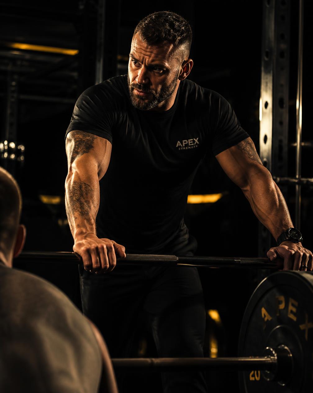 Marcus Vance coaching a client through a barbell lift