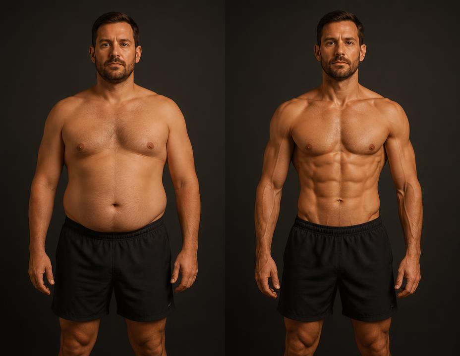 Before and after transformation of Daniel R.