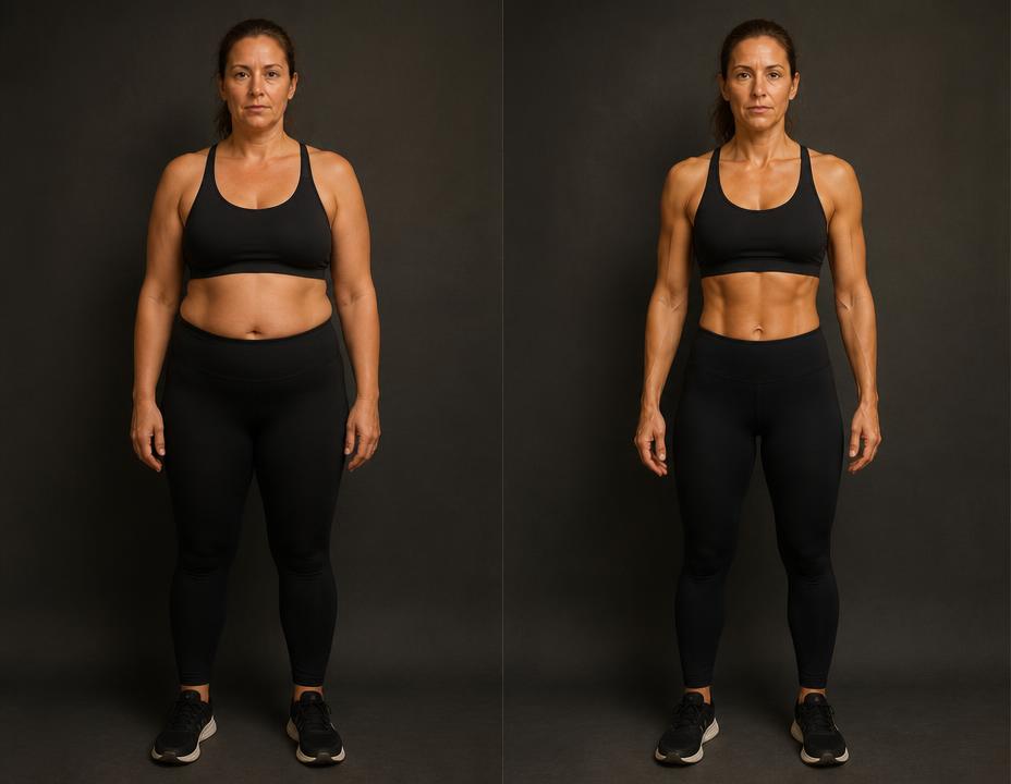 Before and after transformation of Elena M.